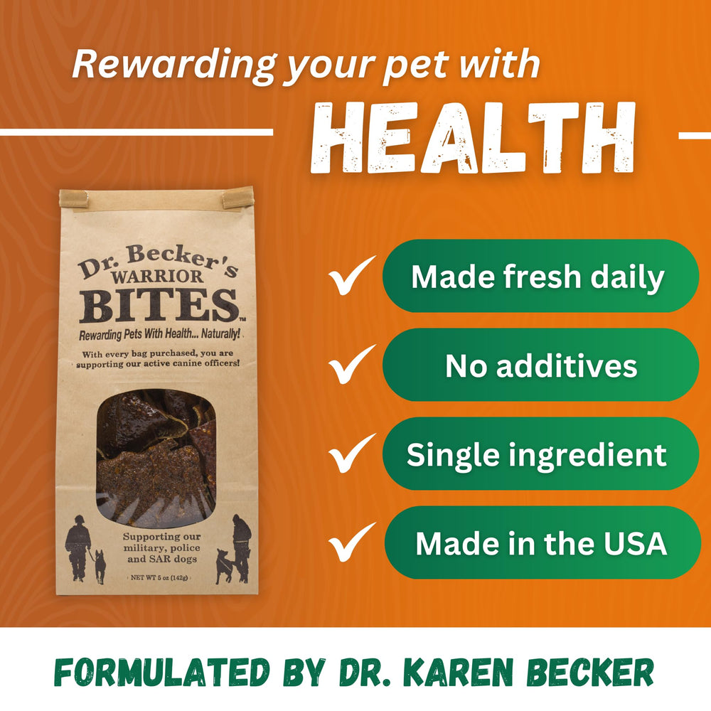 Dr. Becker's Warrior Beef Bites, texture croquante idéale pour récompenser