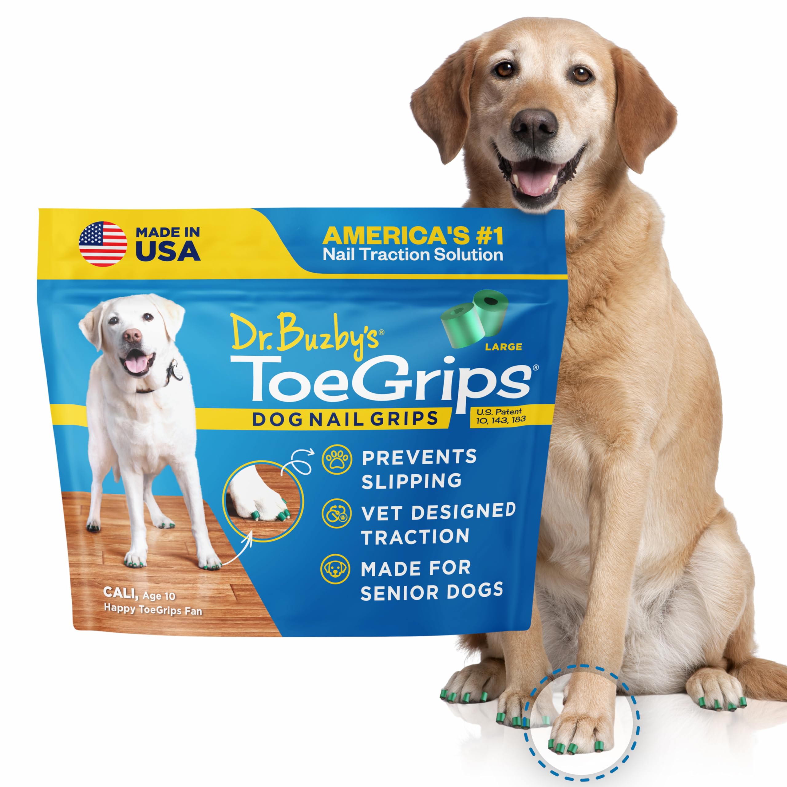 Dr. Buzby's ToeGrips en action sur les ongles, traction sur sol dur.