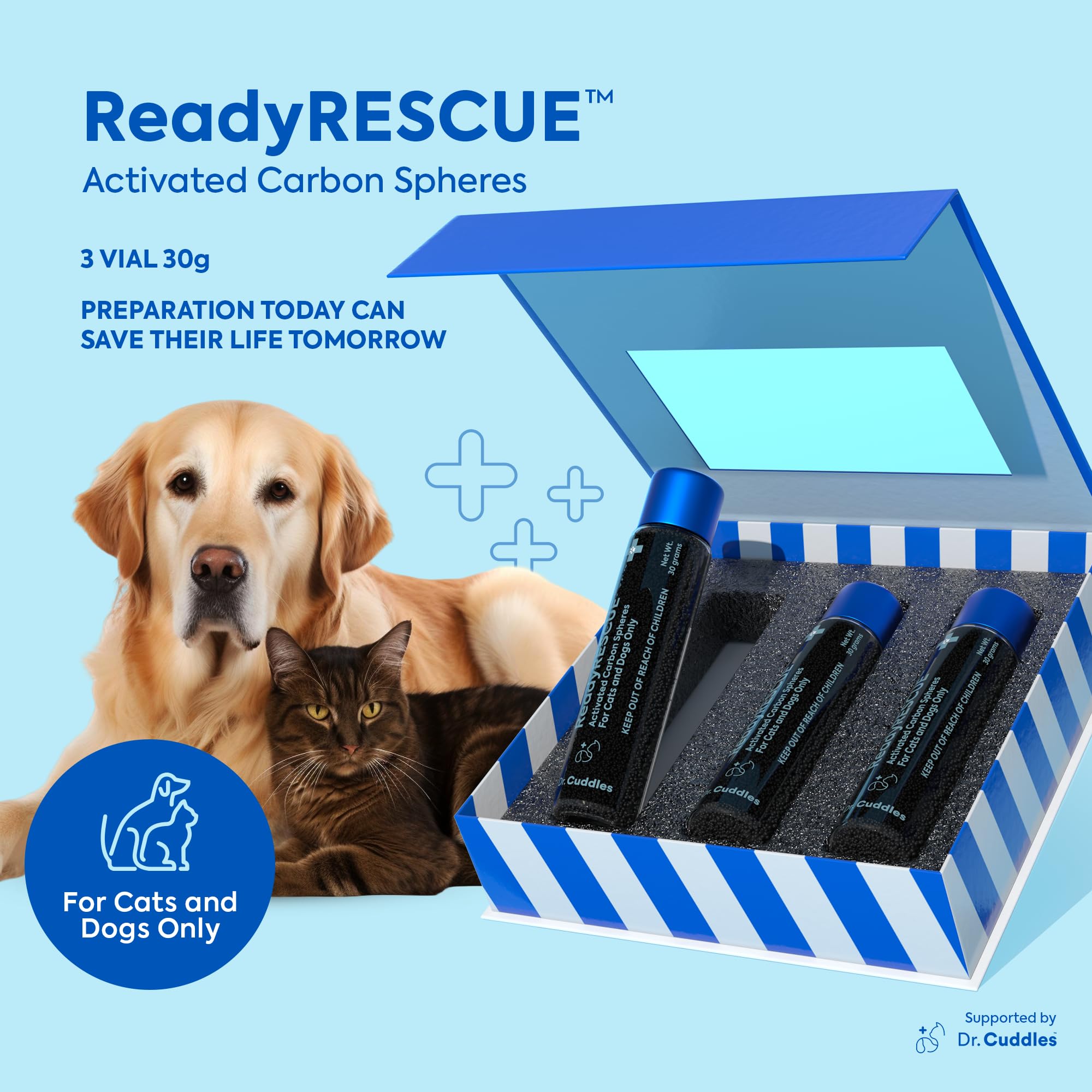 Format portable ReadyRESCUE idéal pour les voyages avec votre animal.