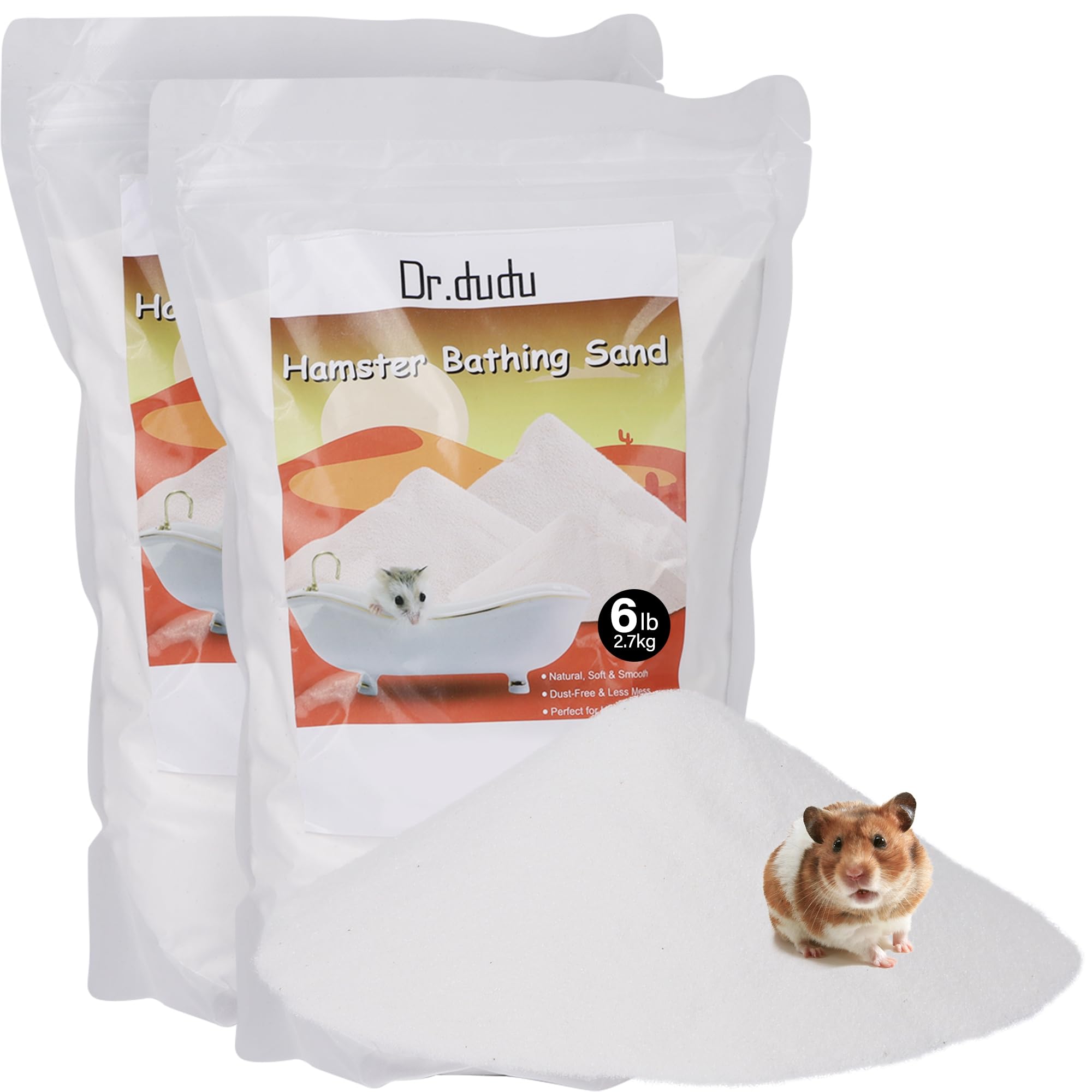 DR.DUDU sable-bain-hamster-desert-blanc pour un bain sûr et propre.