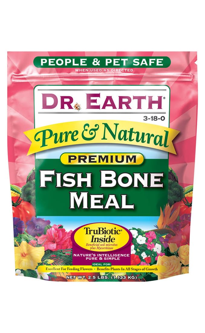 Dr Earth 722, sachet de poudre d'os, apport nutritionnel durable pour le jardin.
