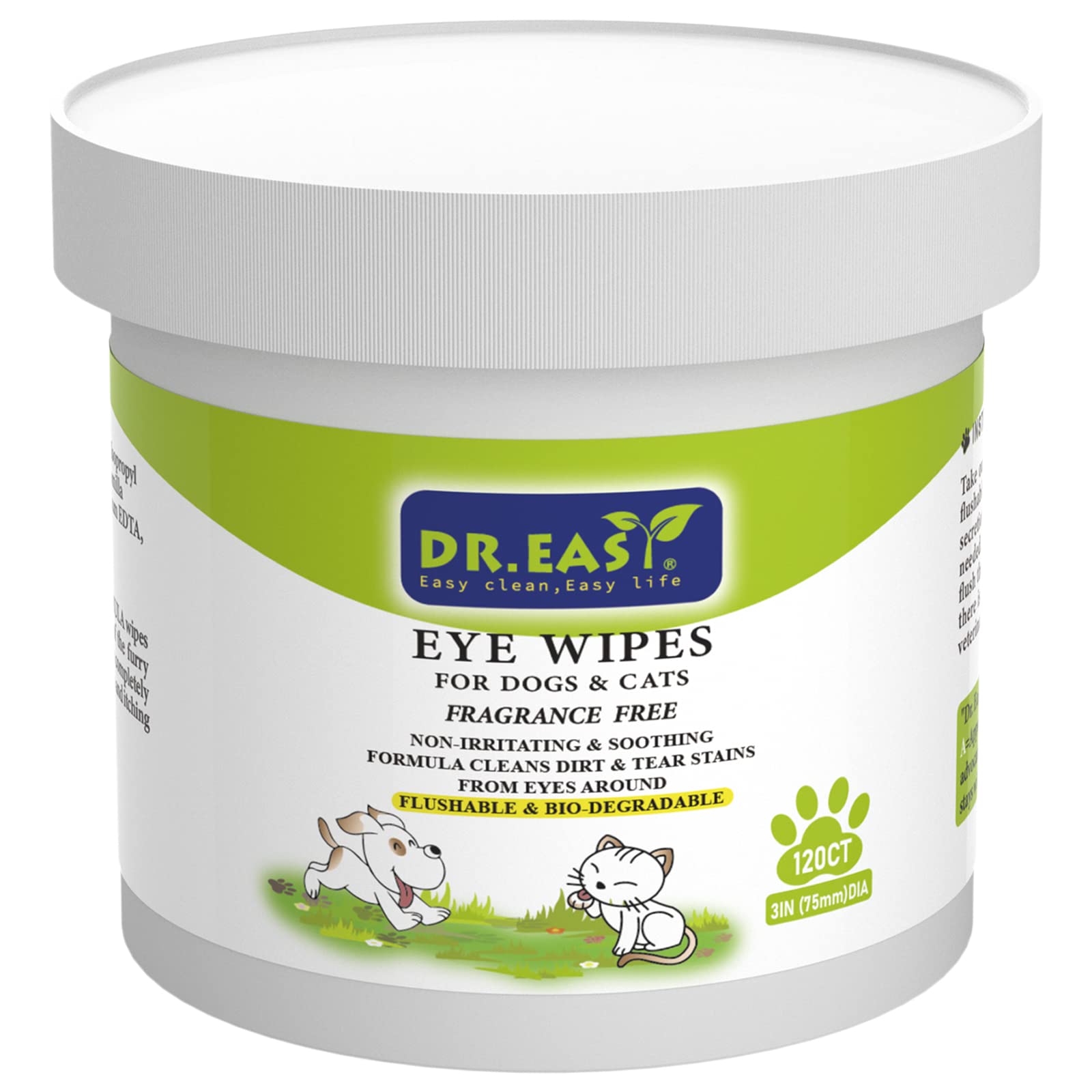 DR.EASY Lingettes Yeux Animaux – Boîte 120, nettoyage rapide et sûr.