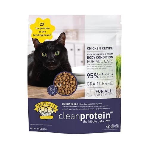 Gros plan sur les croquettes au poulet Dr. Elsey's Cleanprotein, texture appétissante