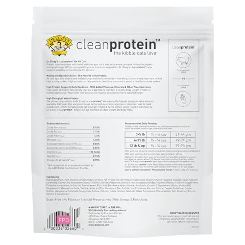 95% protéines animales avec Dr. Elsey's cleanprotein pour chats exigeants.