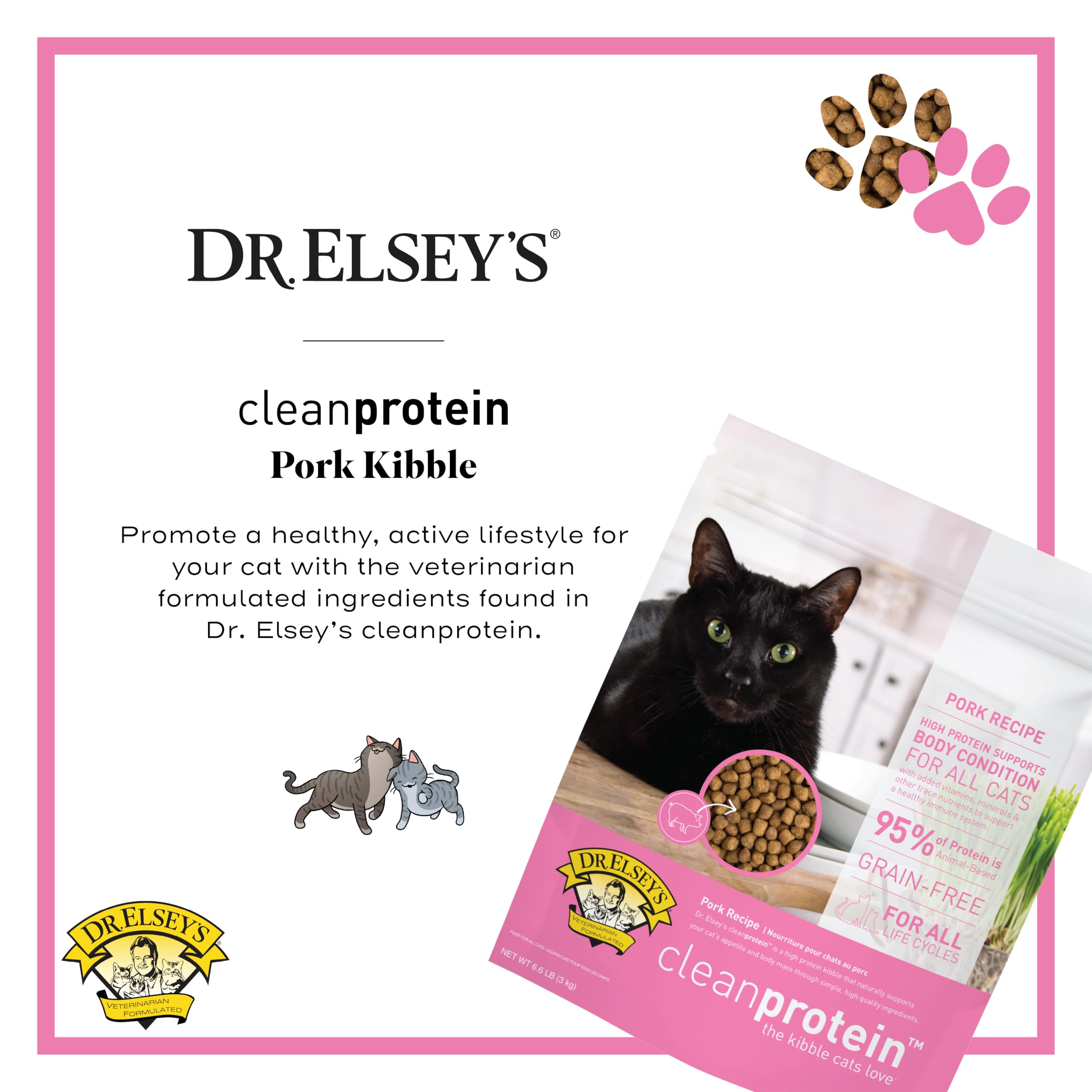 Sans céréales, croquettes faibles en glucides pour le poids.