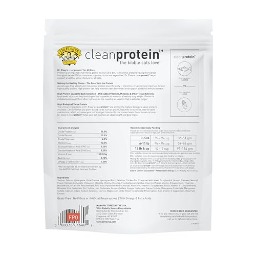 Bol chat prêt à servir avec Dr. Elsey's Cleanprotein saumon.