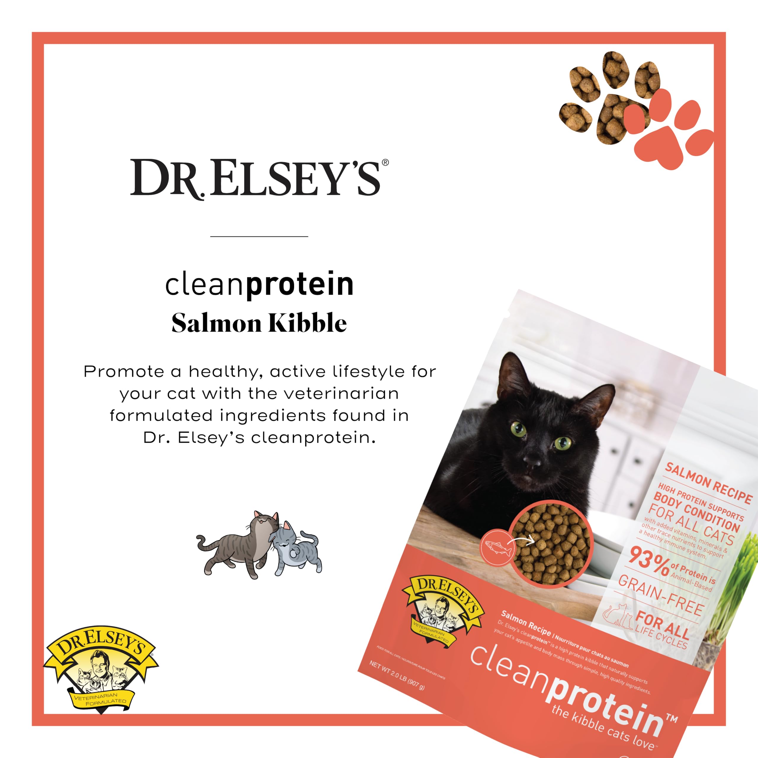 Portion individuelle de Dr. Elsey's Cleanprotein saumon pour dosage précis.