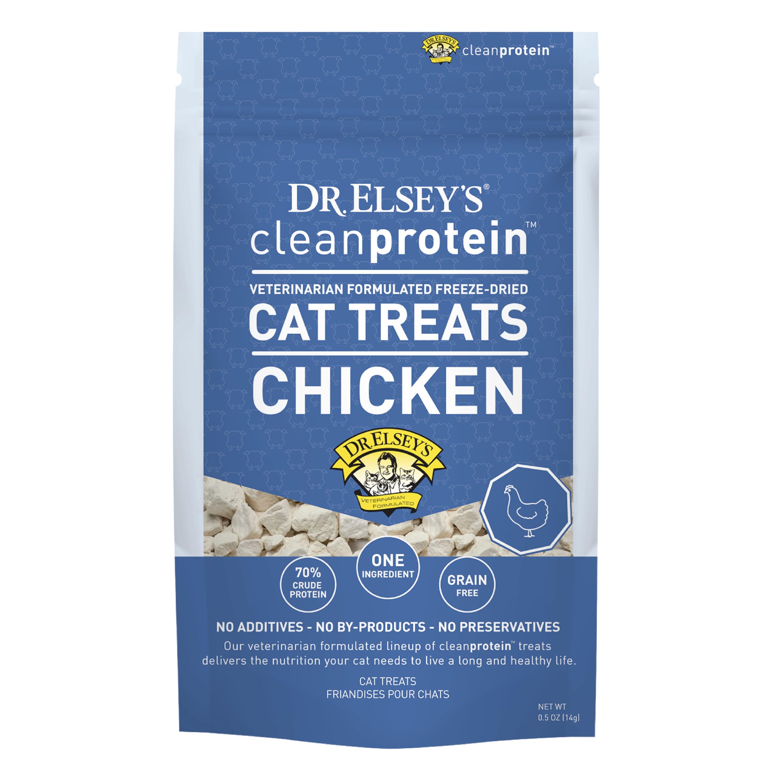 Dr. Elsey's friandise chat poulet seche en sachet pratique.