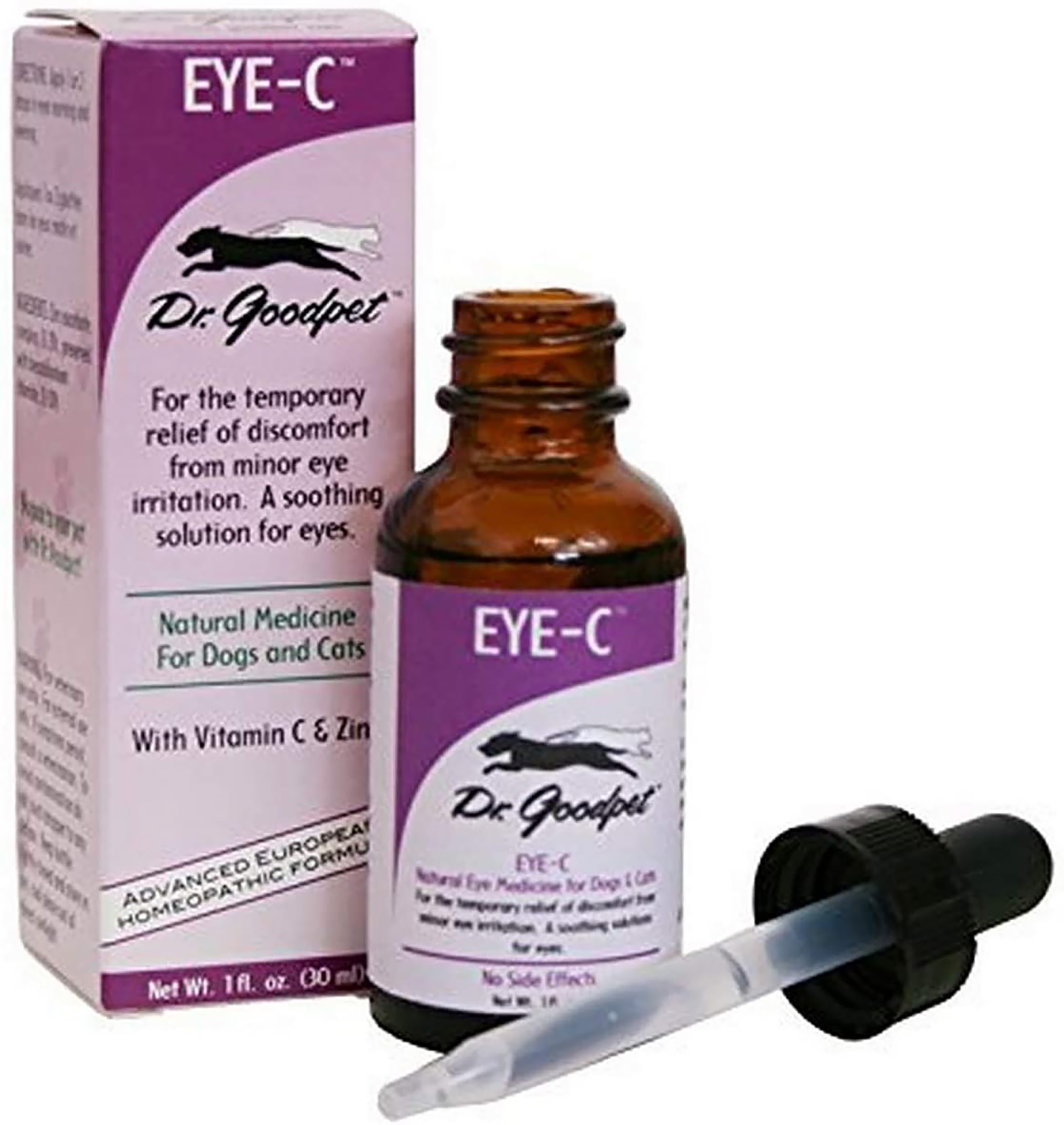 Dr. Goodpet gouttes oculaires en flacon, soin naturel pour yeux sensibles.
