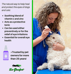 Dr. Goodpet gouttes en action, lavage doux pour le confort oculaire des animaux.