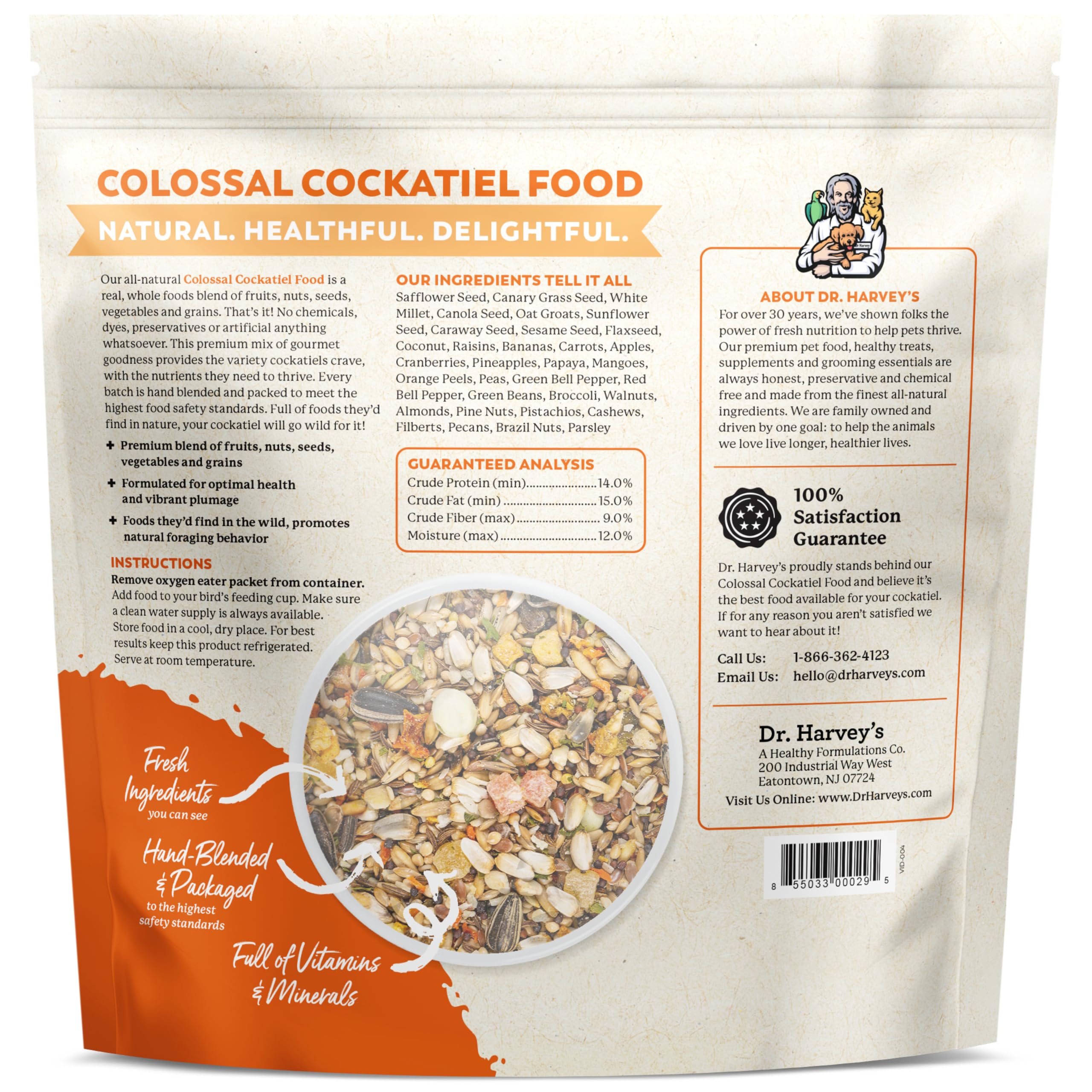 Dr. Harvey's Colossal Cockatiel Mélange légumes, enrichit le régime quotidien.