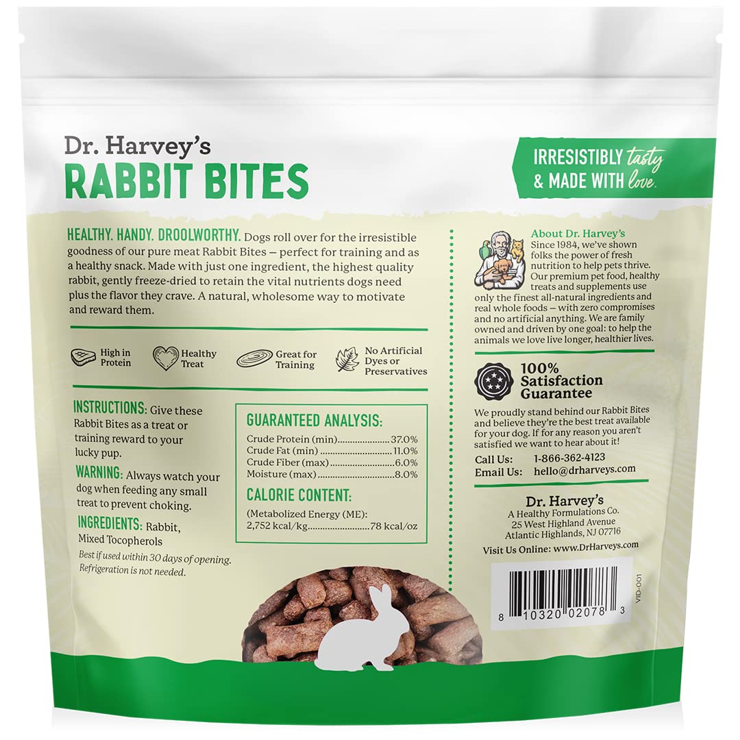 Dr. Harvey's bouchées lapin fabriqué aux Etats-Unis, qualité et traçabilité.