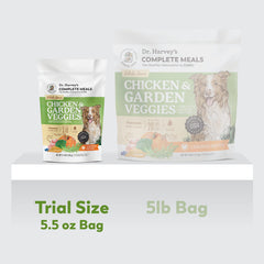 Dr. Harvey's ingrédients poulet et légumes, sources naturelles riches en nutriments.