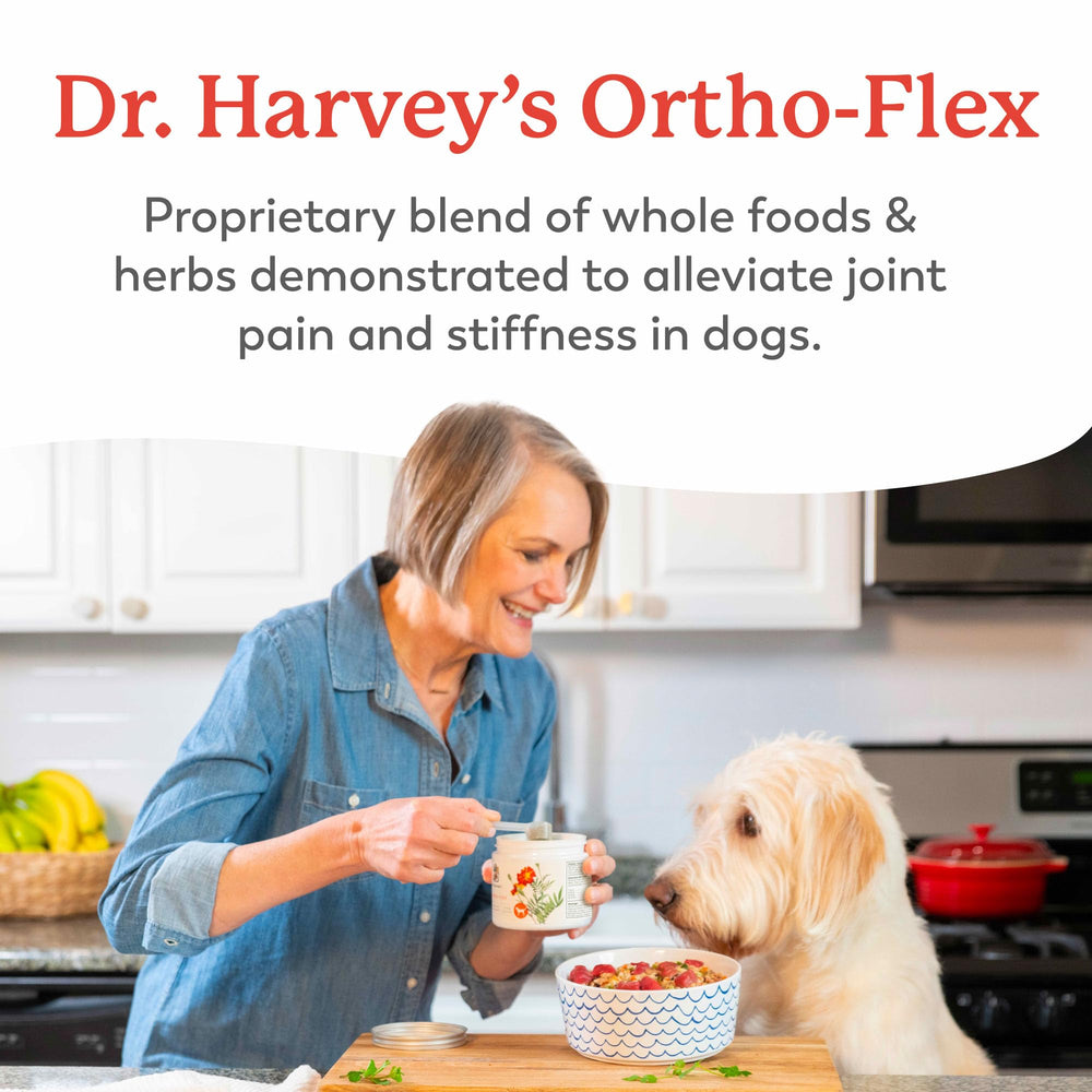 Dr. Harvey's Ortho-Flex, ingrédients naturels, formulation complète pour le bien-être articulaire.