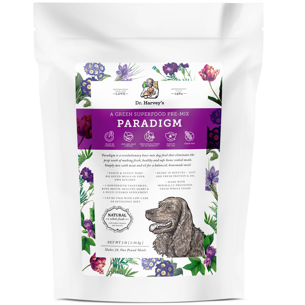 Dr. Harvey's Paradigm – étiquette du mélange base, repas maison équilibré pour chien.