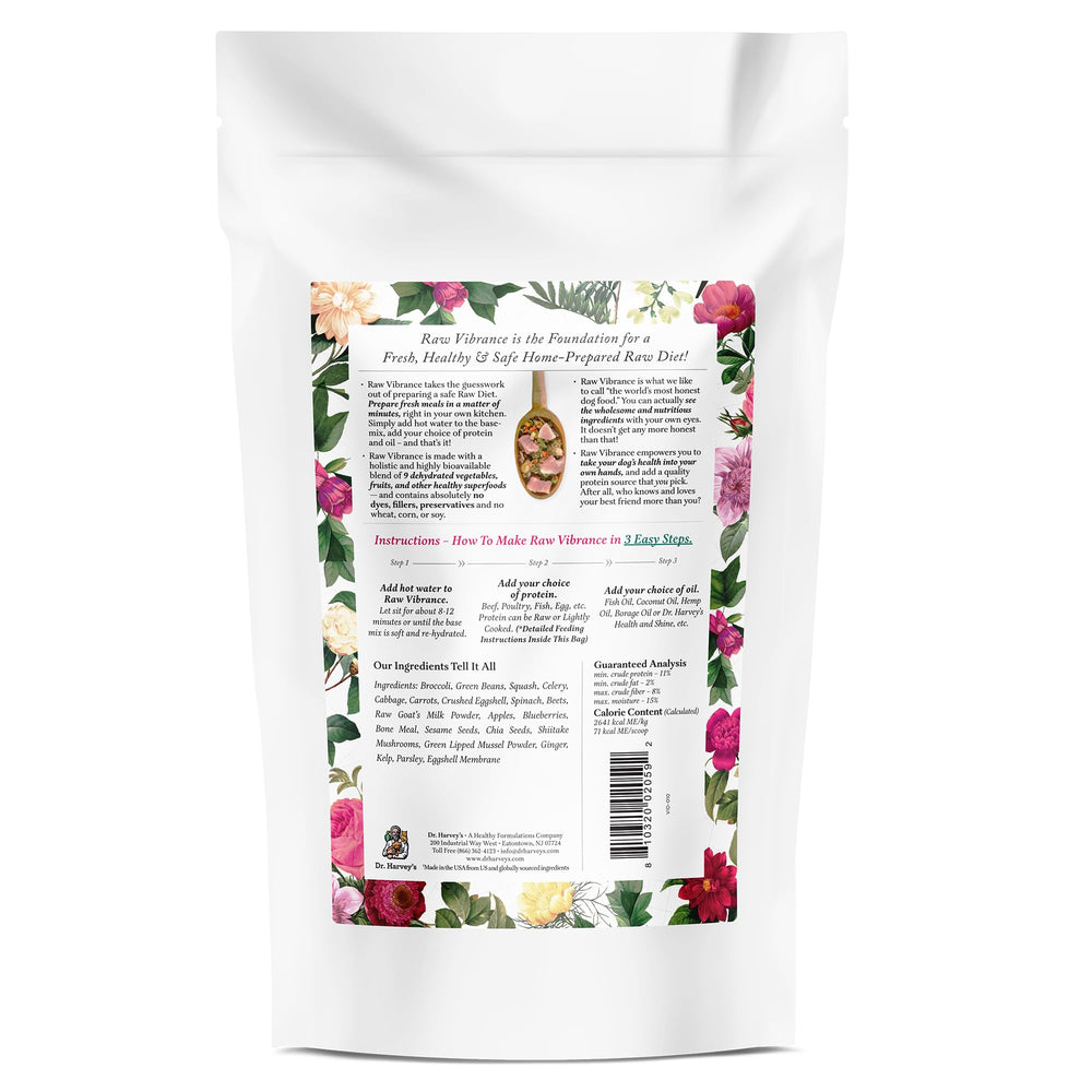 Dr. Harvey's Raw Vibrance : réhydratation rapide avec eau chaude, préparation en minutes.