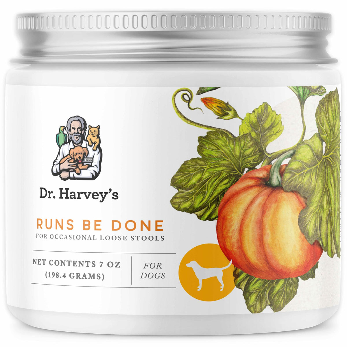 Bouteille Dr. Harvey's Runs Be Done, pratique pour soutenir le confort digestif canin.