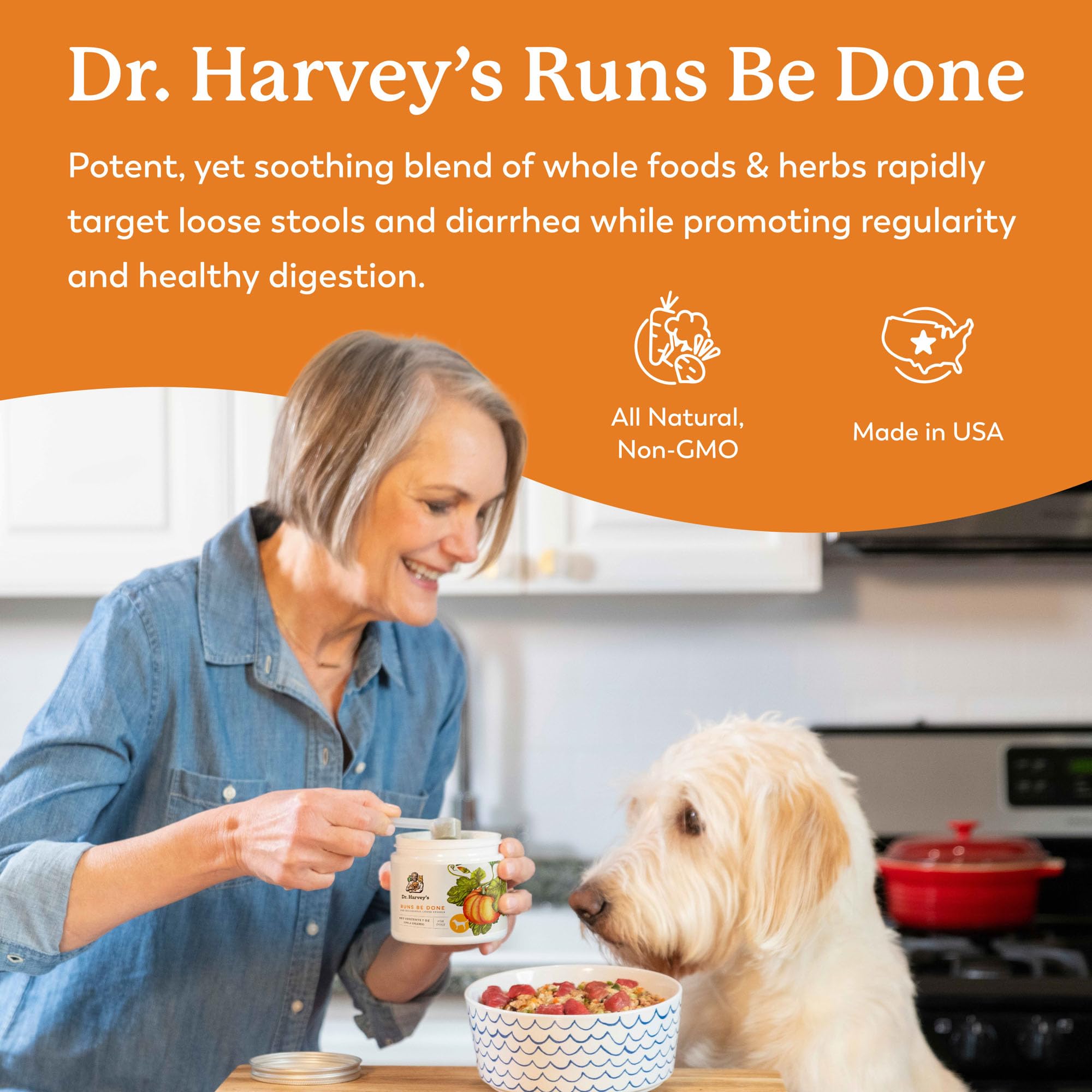Utilisation quotidienne avec le chien, Dr. Harvey's Runs Be Done dans la routine.