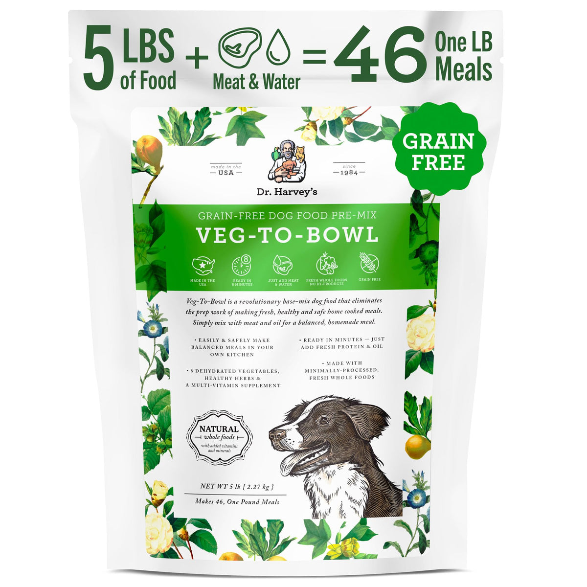 Dr. Harvey’s Veg-to-Bowl: base mélangée, repas maison équilibré pour chiens.