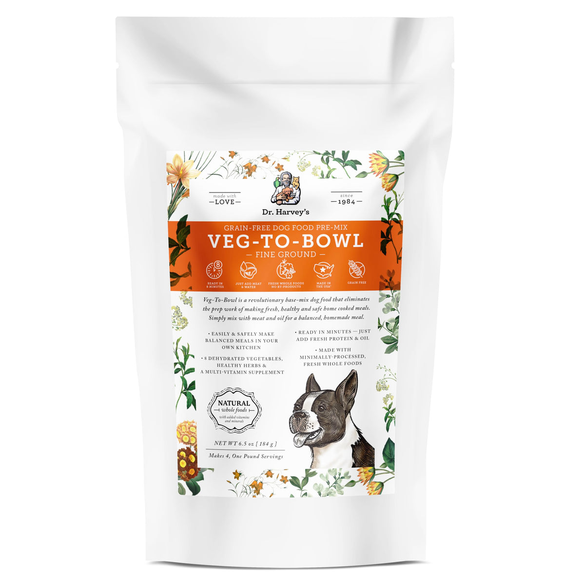 Base sèche Veg-to-Bowl pour petit chien prête à réhydrater et nourrir avec une texture naturelle.