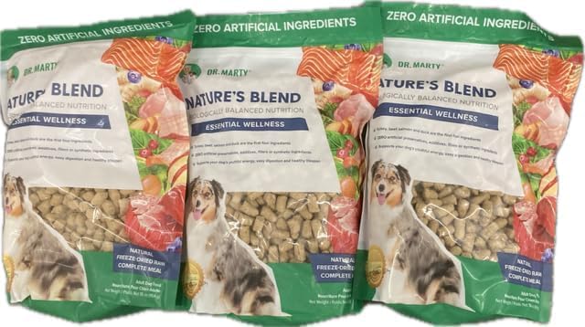 Dr. Marty Nature's Blend, alimentation crue lyophilisée pour chien, soutient énergie et digestion.