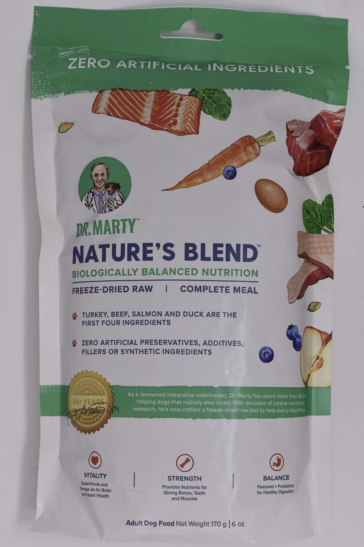 Boîte Dr. Marty Nature's Blend 6 oz, alimentation pratique sans additifs.