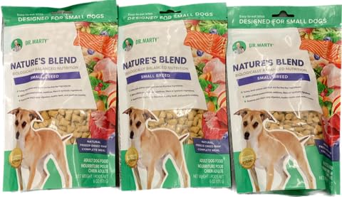 Dr. Marty Mélange Nature pour petit chien, nourriture crue lyophilisée facile à mâcher et équilibrée.