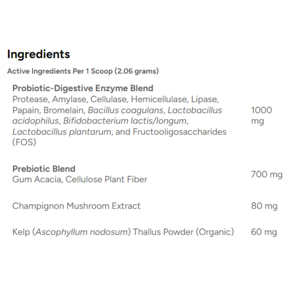 Dr. Marty ProPower Plus — poudre ajoutée dans la nourriture, soutien digestif pratique.