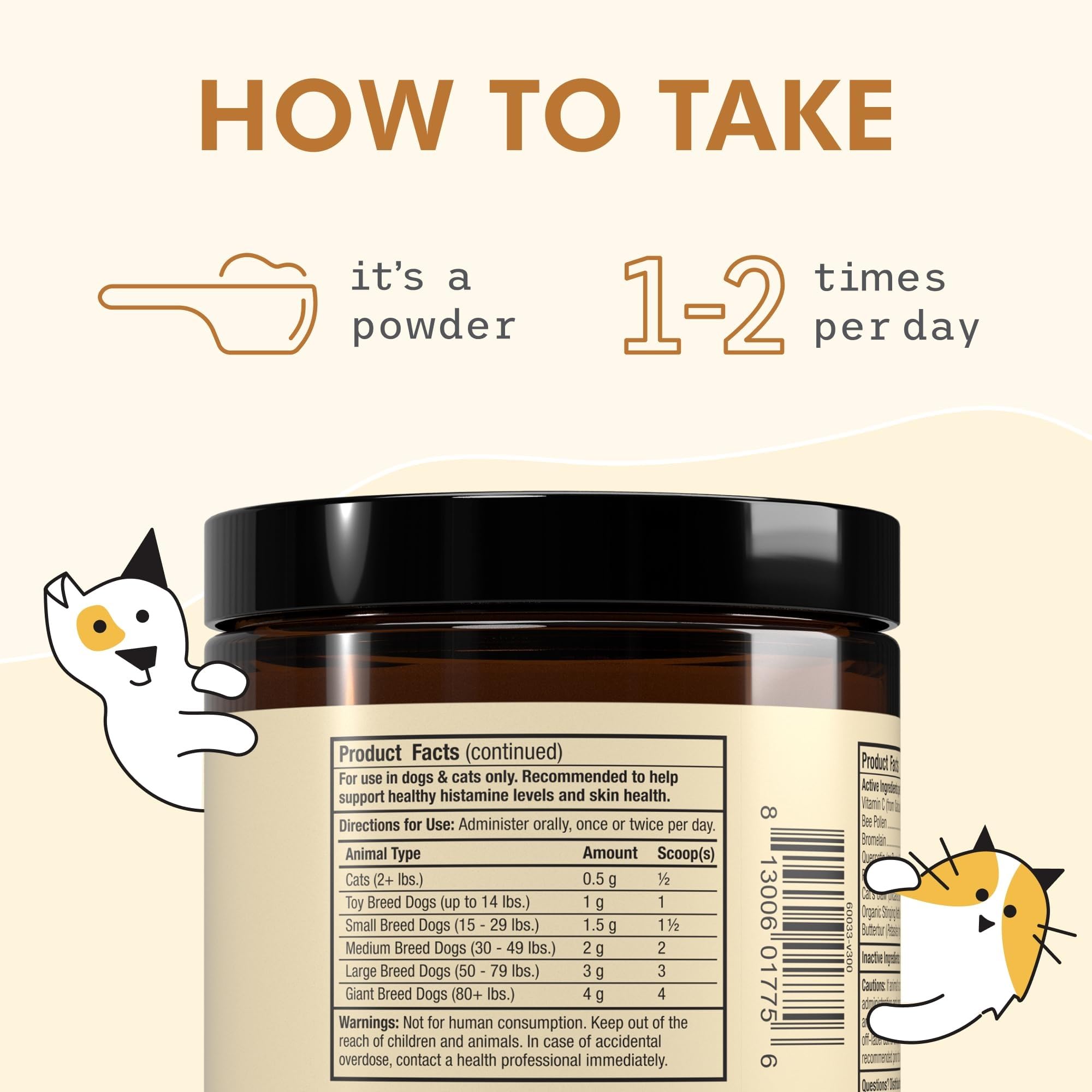 Bocal transparent Bark & Whiskers montrant les 90 dosettes.