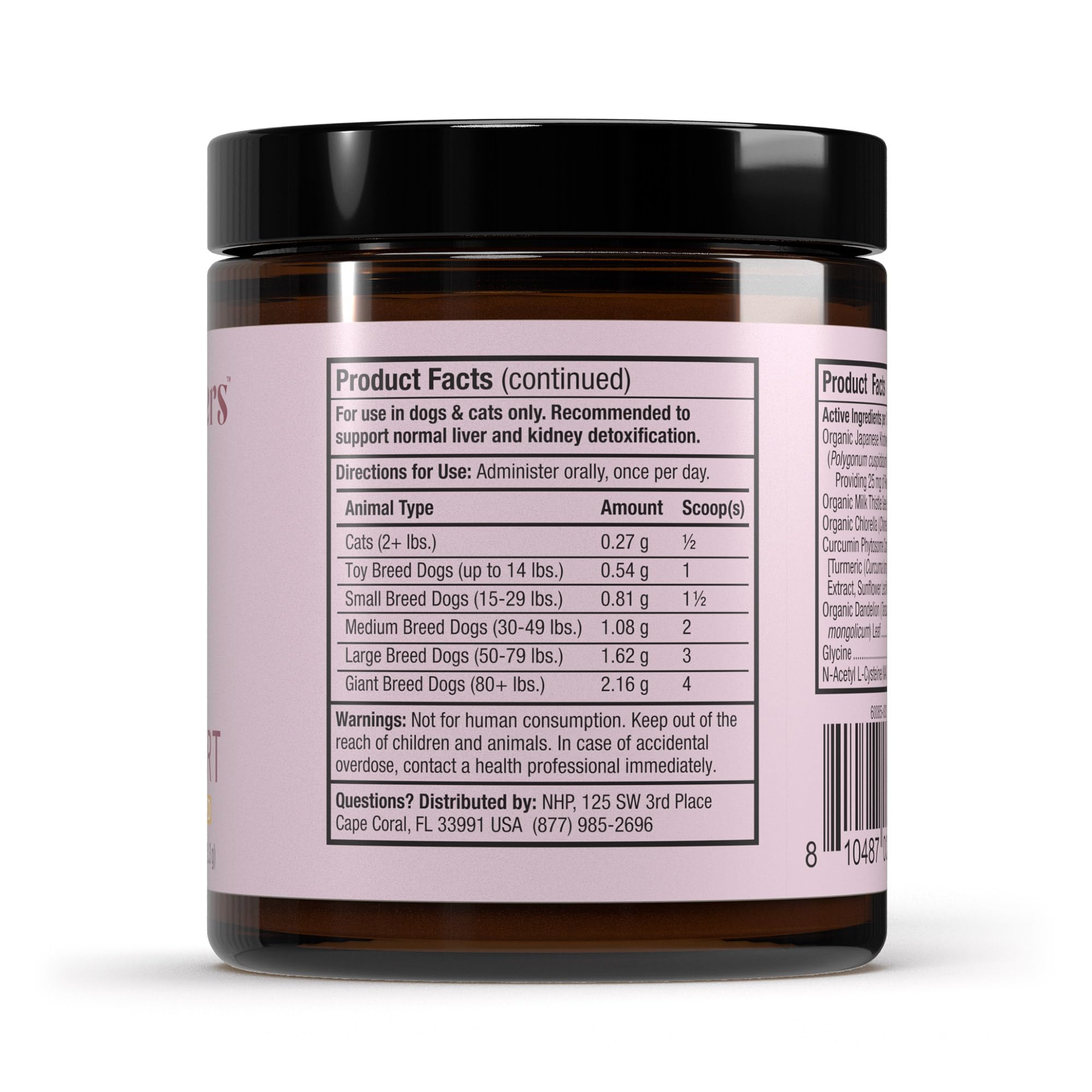 Dr Mercola Bark et Whiskers Detox Support, emballage soigné et pratique pour l’usage quotidien.