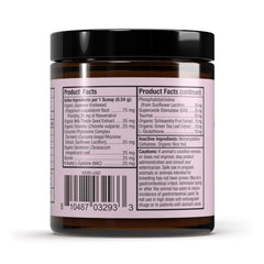 Dr Mercola Bark et Whiskers Detox Support, ingrédients clés visibles pour le soutien cellulaire.