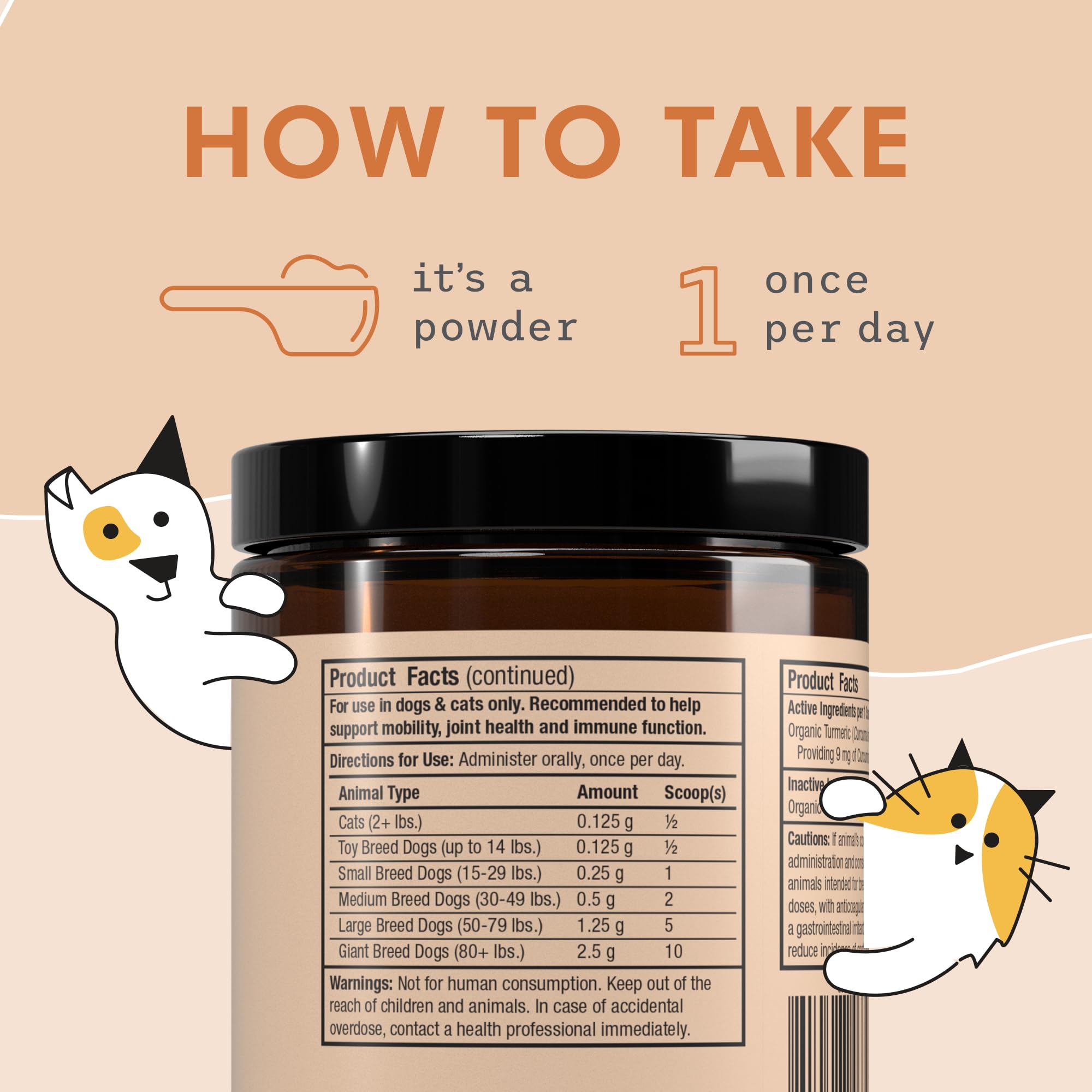 Dr. Mercola Bark & Whiskers Curcumin, sans gluten ni soja pour animaux