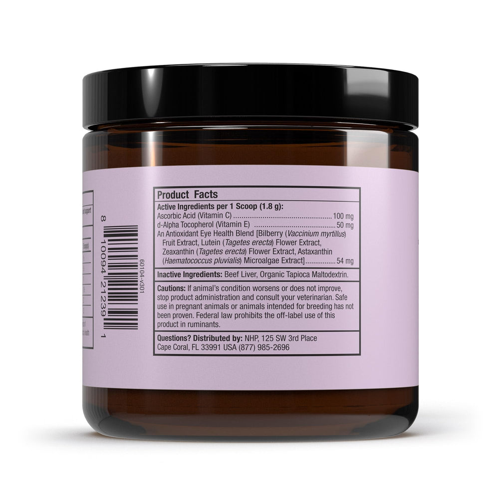 Dr. Mercola Soutien Oculaire, poudre goût foie, intégration facile à l’alimentation.