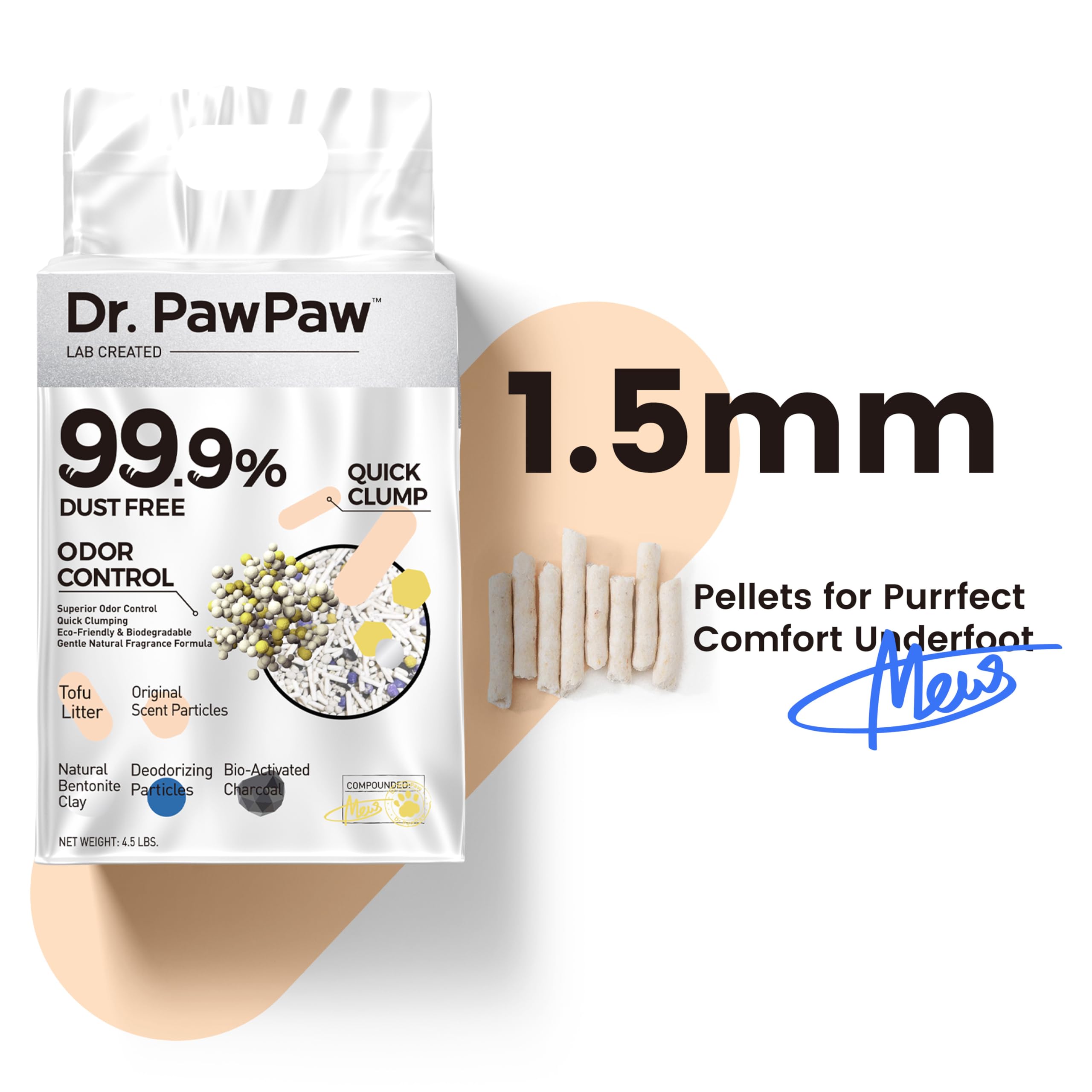 Dr. PawPaw Litière: sans poussière pour un espace propre et sain.