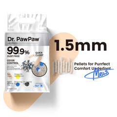 Litière sans poussière Dr. PawPaw – faible traçage pour une maison propre.