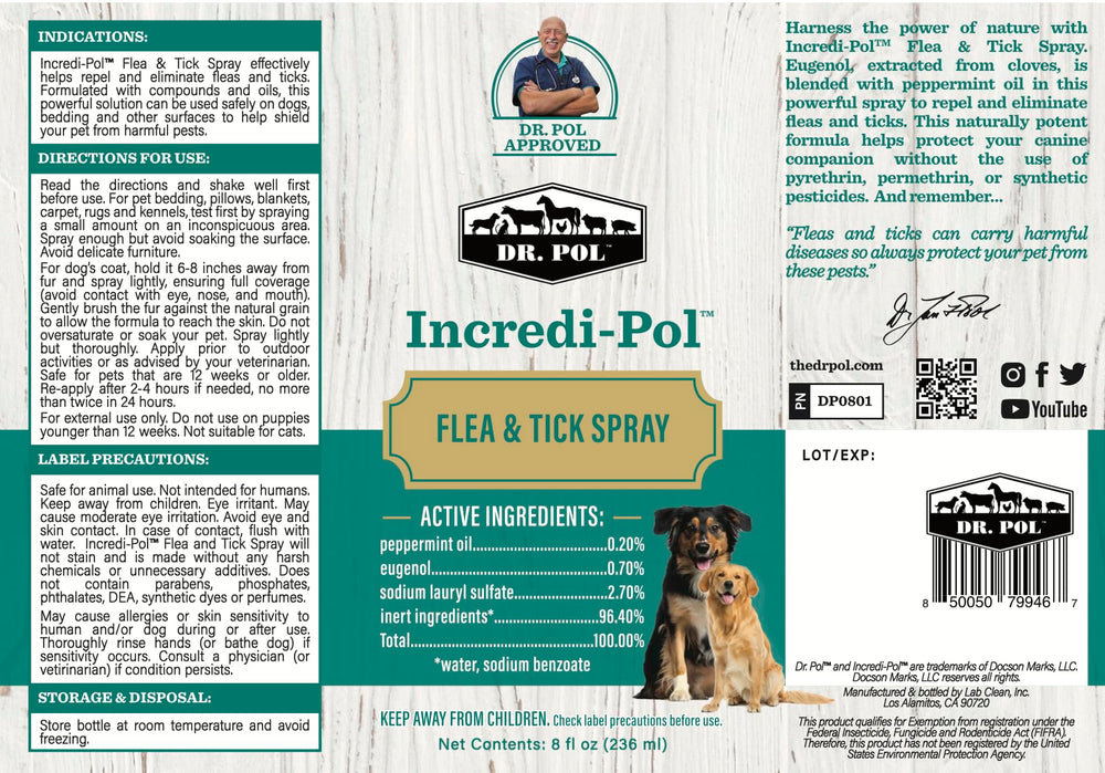 Dr. Pol Incredi-Pol : emballage clair et informations utiles.