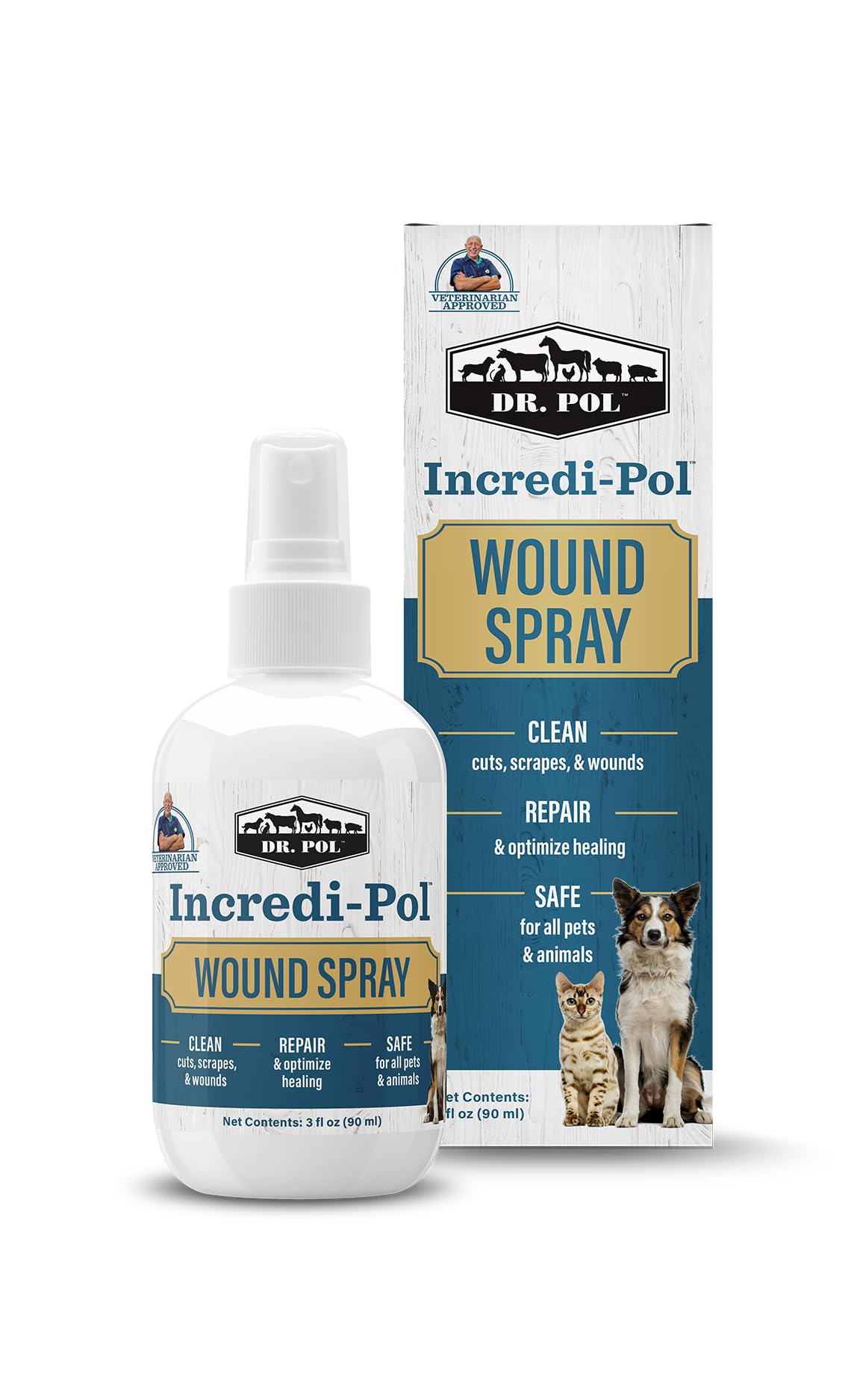Dr. Pol Incredi-Pol: vaporisateur plaie, nettoie et apaise les blessures chez chiens et chats.