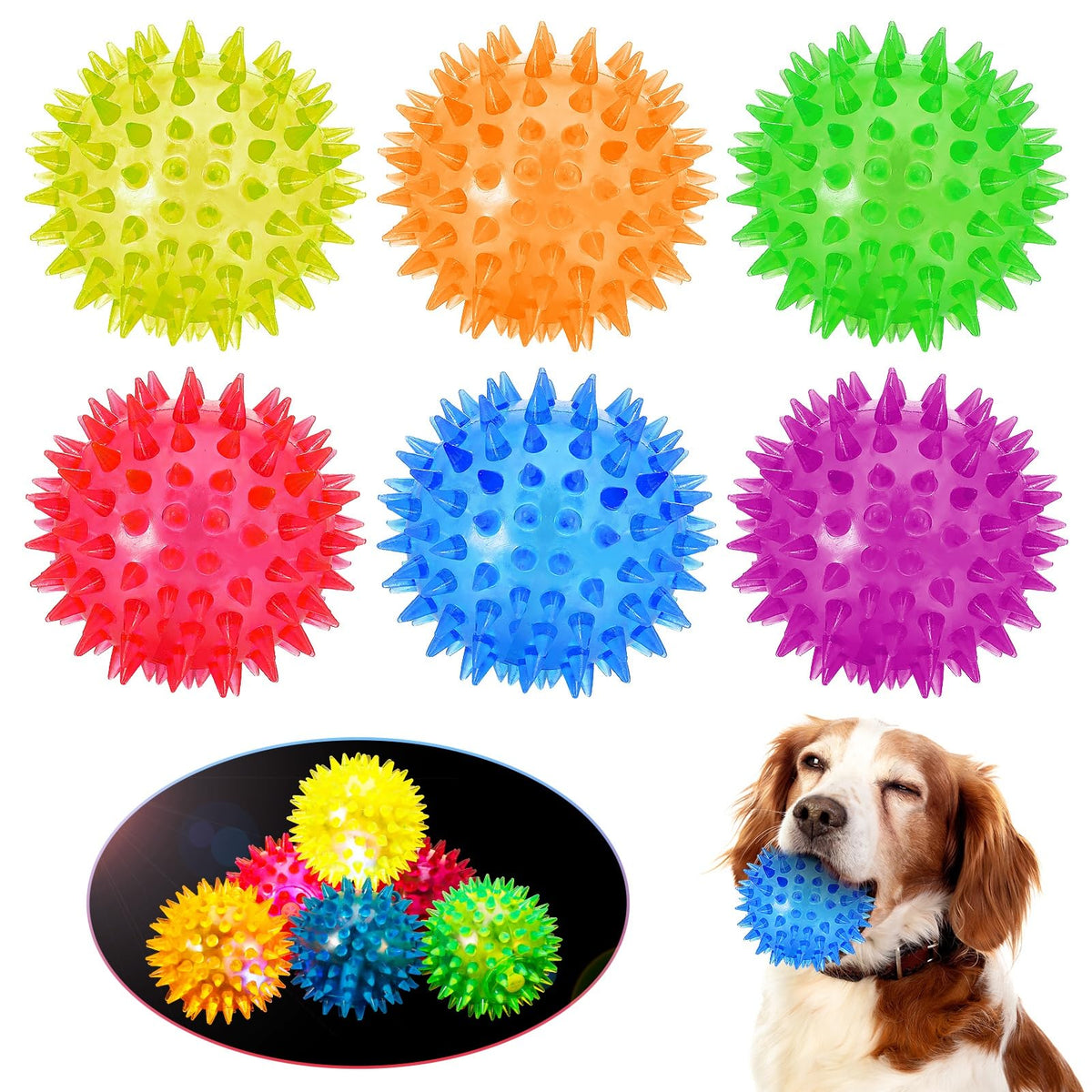 DragonflyDreams ensemble de balles épineuses lumineuses pour chien