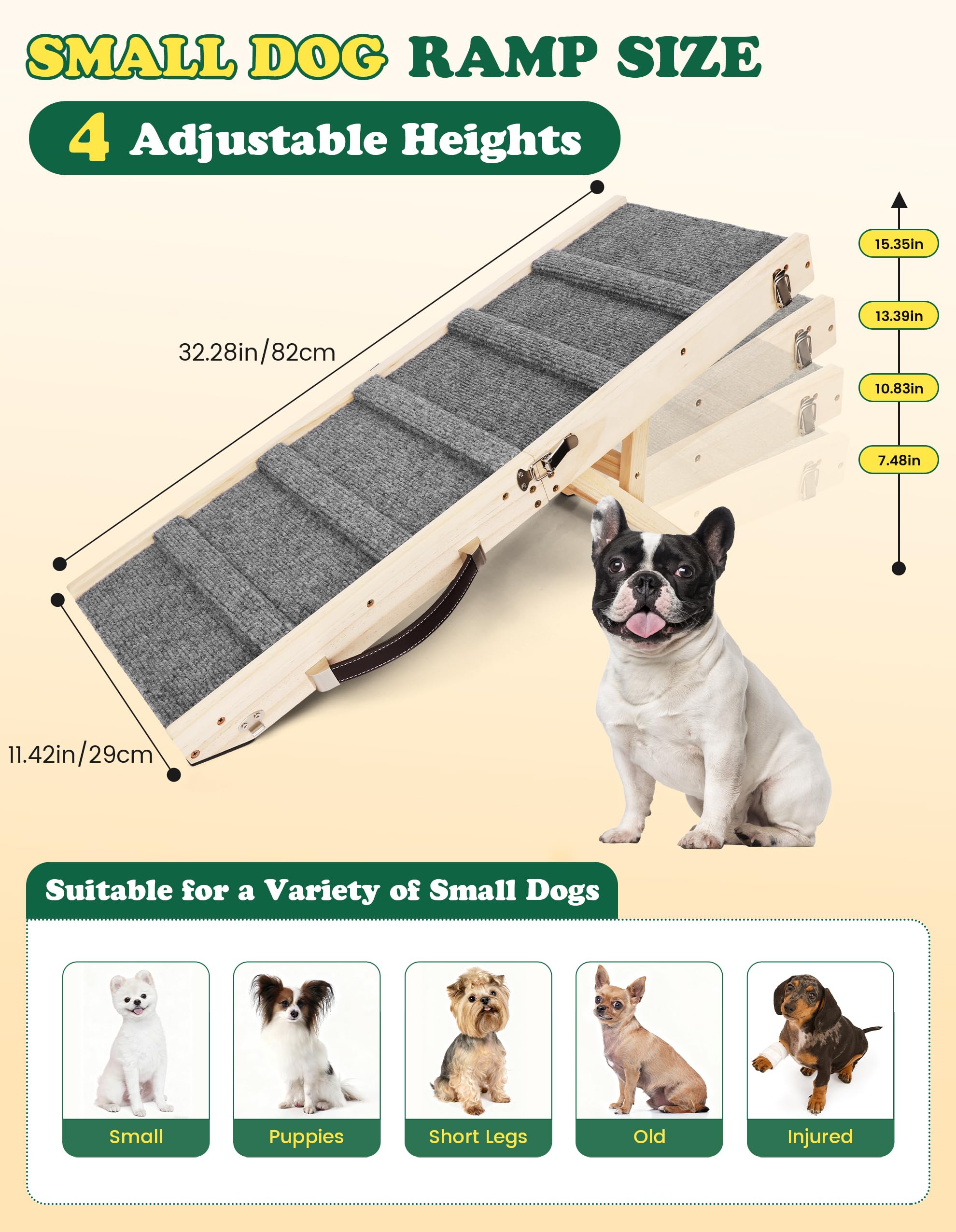 Drakthos Rampe pour petit chien, 10,83 pouces, ascension facile vers le canapé.