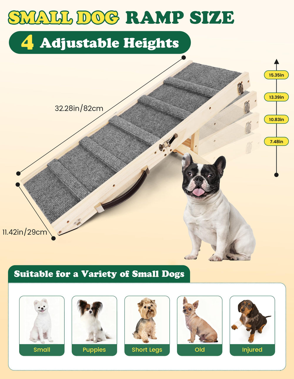 Drakthos Rampe pour petit chien, 10,83 pouces, ascension facile vers le canapé.