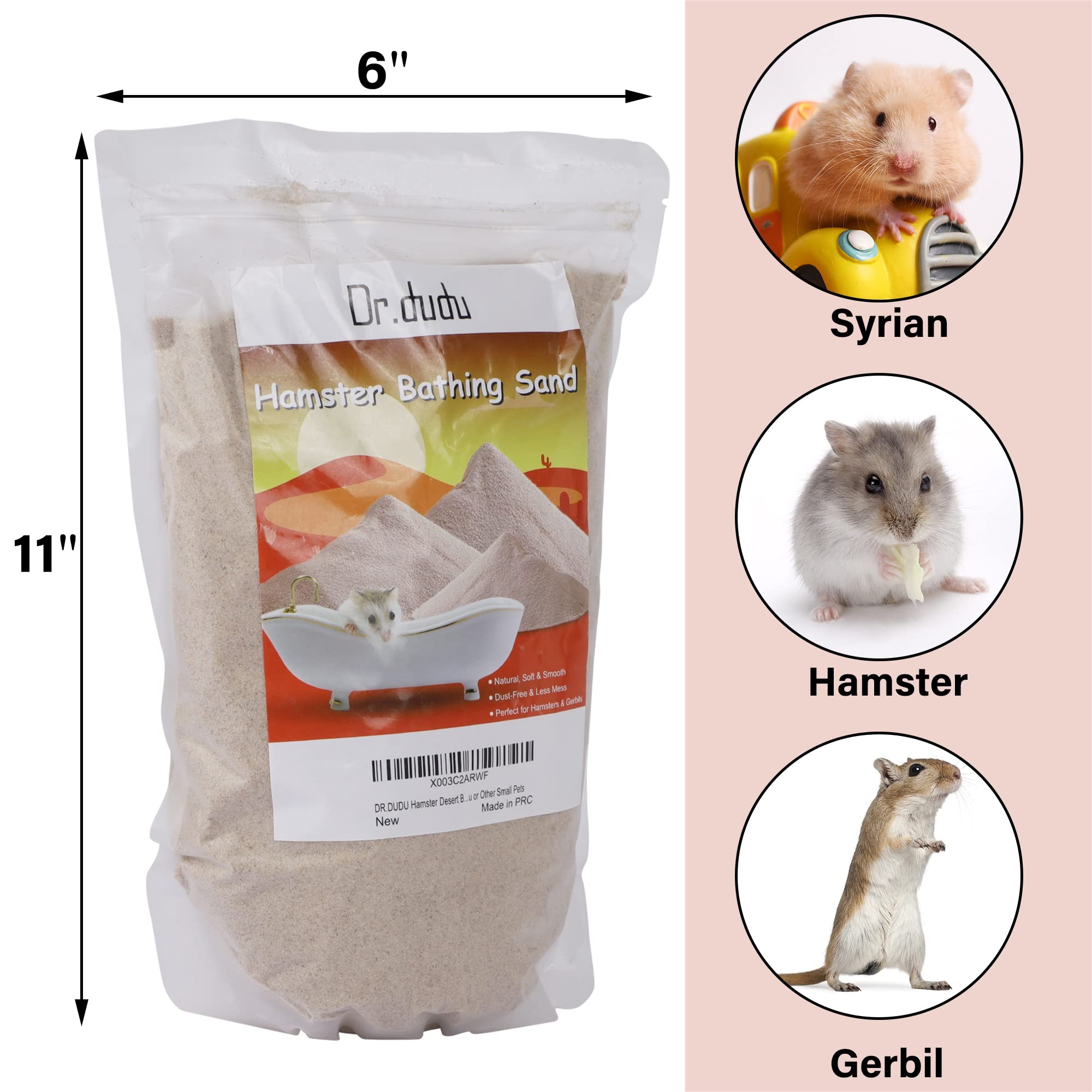 Sable DR.DUDU sans poussière pour hamster, absorption d'huile et pelage propre.
