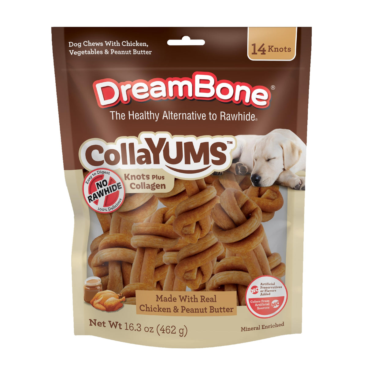 DreamBone CollaYUMS Noeuds Plus, paquet visible, parfait pour récompenser lors de l'entraînement.