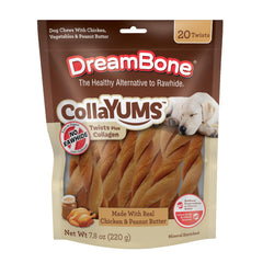 DreamBone CollaYUMS Twists, boîte 20 unités, favorise la mastication sans cuir brut