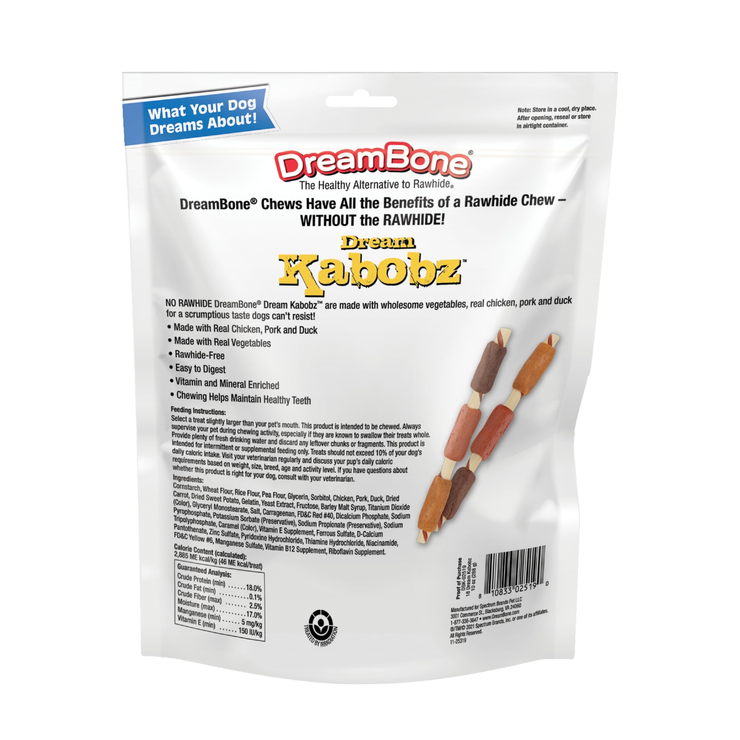 DreamBone Dream Kabobz boeuf et poulet, saveurs savoureuses pour chiens actifs