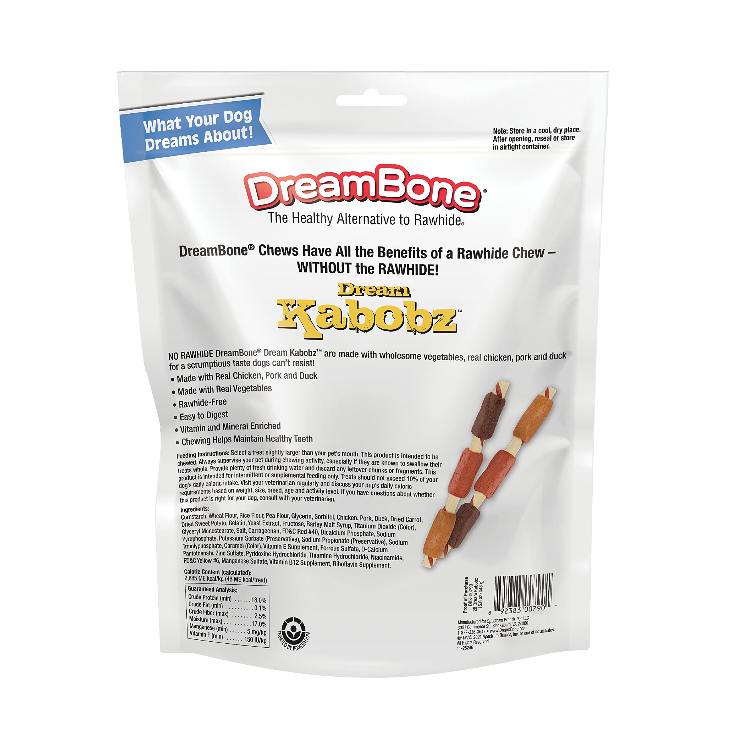 DreamBone Dream Kabobz forme kabobz, viande réelle et légumes pour régal pendant la promenade.