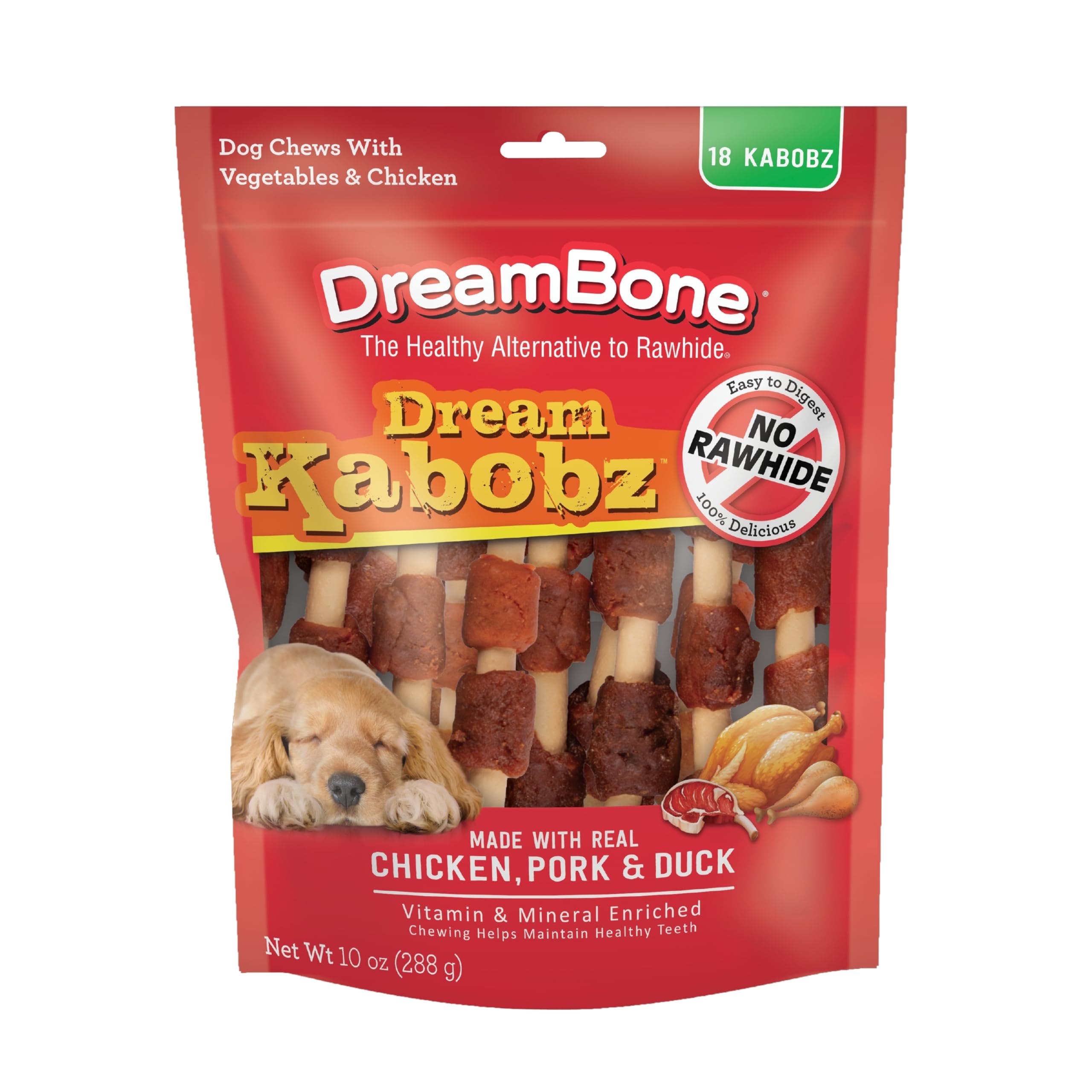 DreamBone Dream Kabobz au poulet et légumes, friandise sans cuir pour mastication agréable