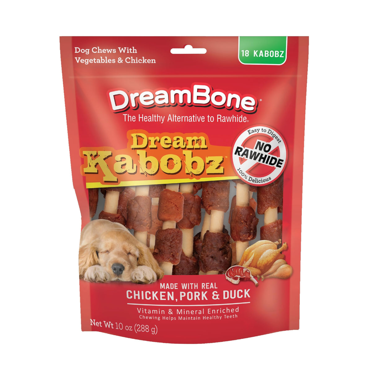 DreamBone Dream Kabobz au poulet et légumes, friandise sans cuir pour mastication agréable