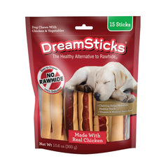 DreamBone DreamSticks au poulet réel sans cuir, pour dents saines et mâchon agréable