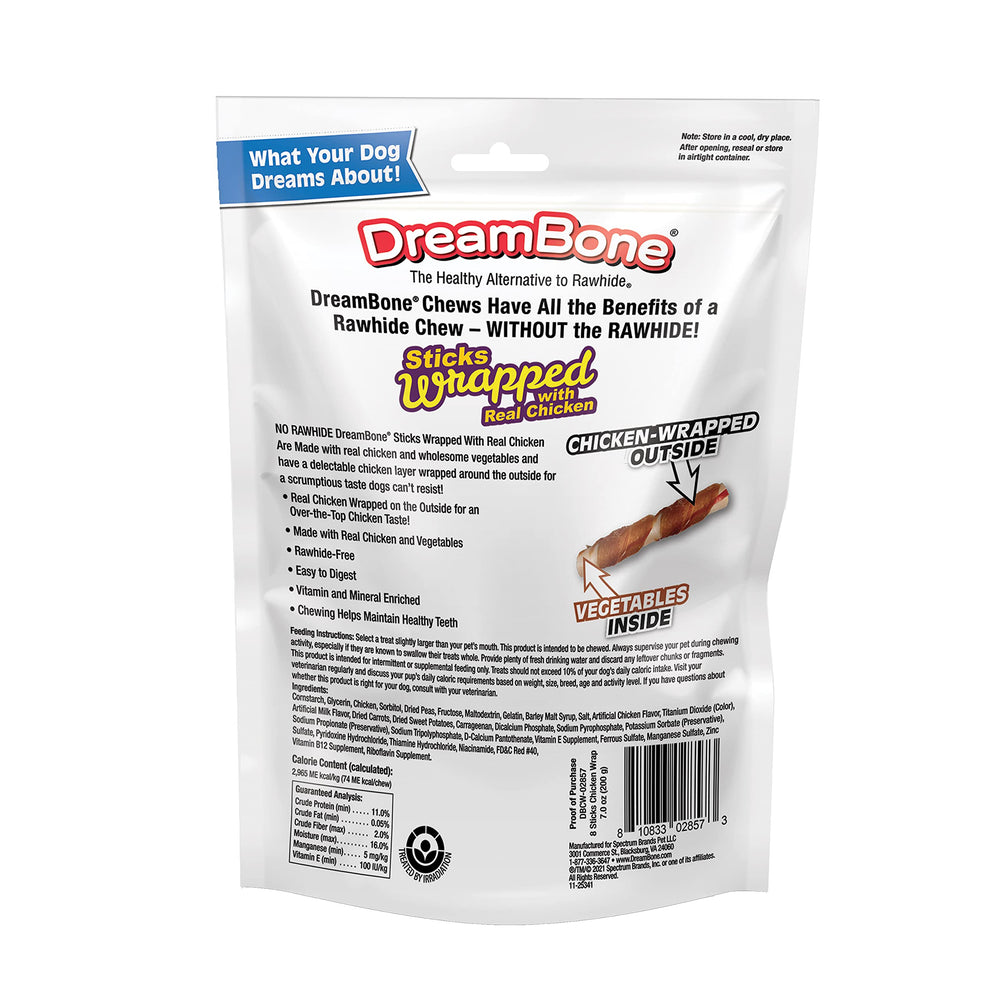 DreamBone formes bâton au poulet, texture agréable pour la mastication.