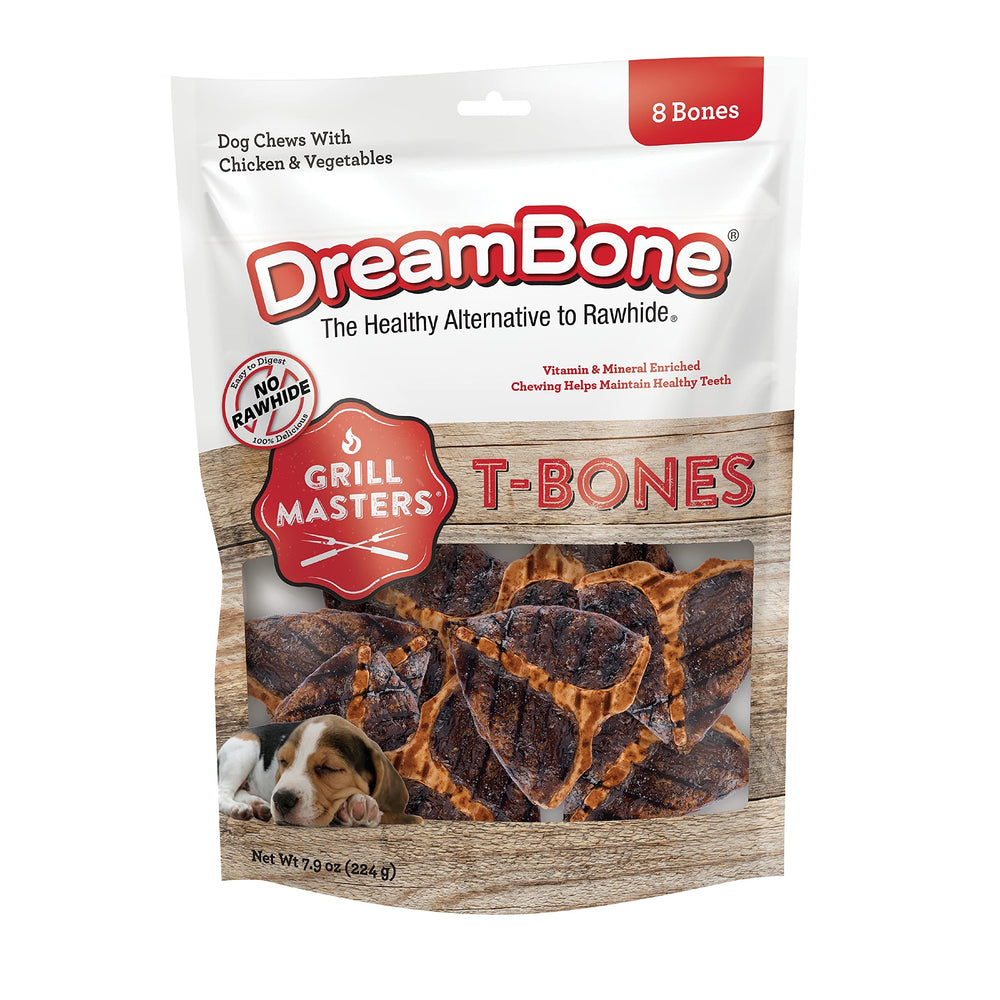 DreamBone Grill Masters T-Bones format petit, friandise sans cuir idéale pour chiens actifs